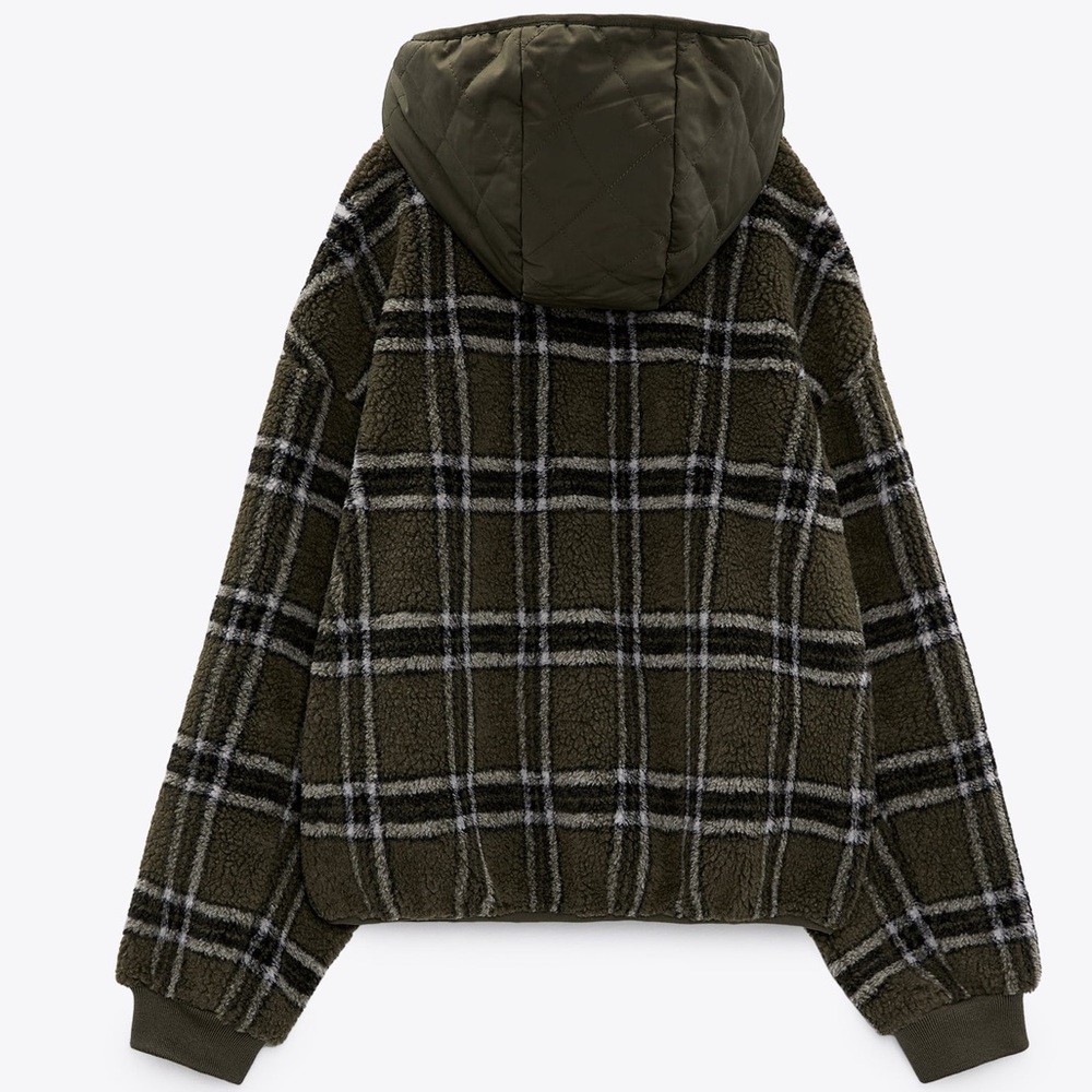 Zara Plaid Combination Jacket Size XL - Picture 2 of 9